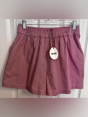 Needii Red Gingham Shorts Size M NWT